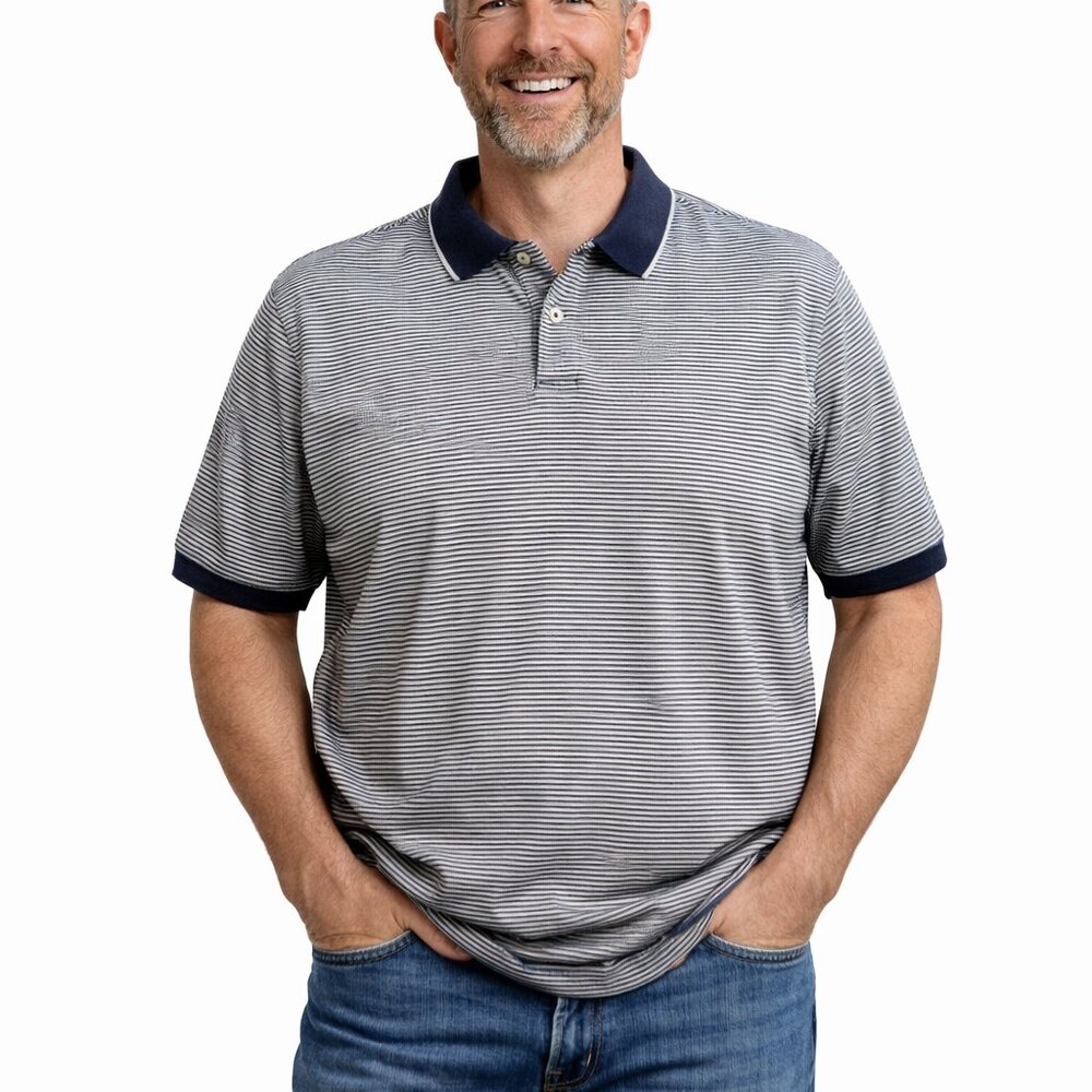 Cremieux Polo Classics XL Striped Short Sleeve Polo Shirt Blue